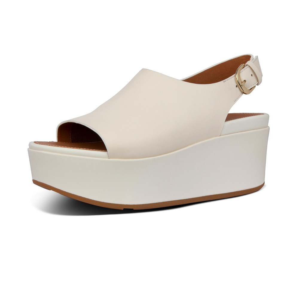 Fitflop Womens Wedge - Eloise Leather Back-strap - White - 467-DORNCA